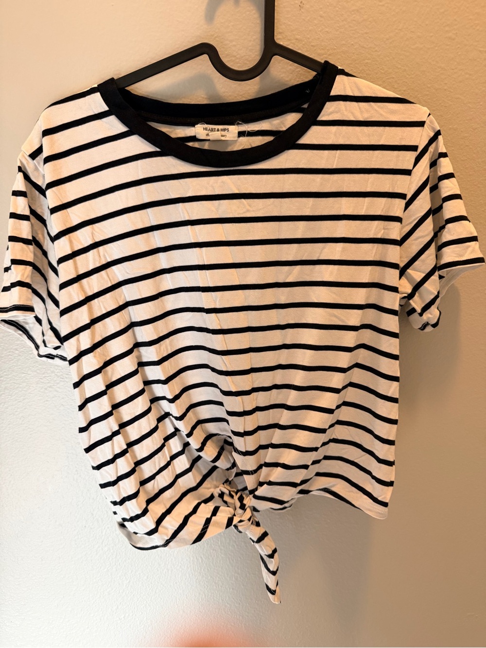 Heart Hips Black & White Striped Tie-Front Crop Top